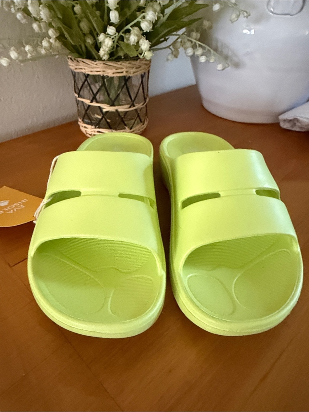 JBU Women's Lime Slide Sandals in Bright Lime - Picture 8 of 10